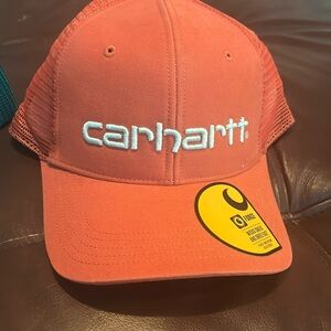 Carhartt Coral-Orange Mesh-Back Logo Cap